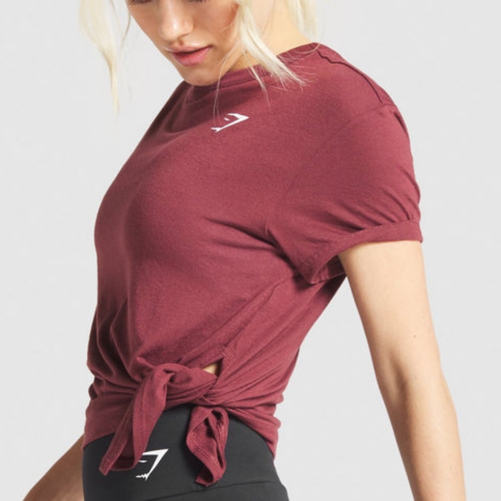 Gymshark Womens Side Tie Short Sleeve Top T-Shirt Essential Tee